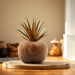 Aari- Beyond Decor | Handcrafted Acacia Wood Vase | Eco-Friendly Round Wooden Vase