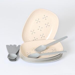 Eha Small Snack Serving Plates Set of 6 with Spoons I 6 inch